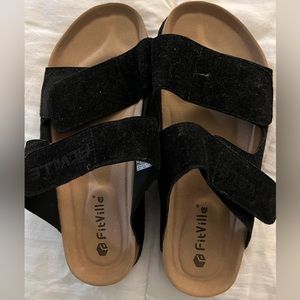 FitVille Women's Adj. Slippers Arch Support High Heel Ring Sandals 9.5-10W